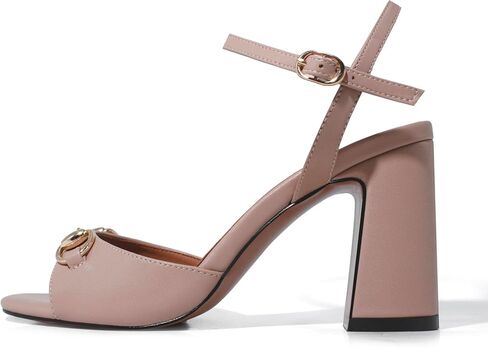 iadore Women Fashion High Block Heel Shoes Strappy with Buckle Fashion Studded Round Open Toe Summer Dress Sandals Size 5-12 US in Saudi Arabia