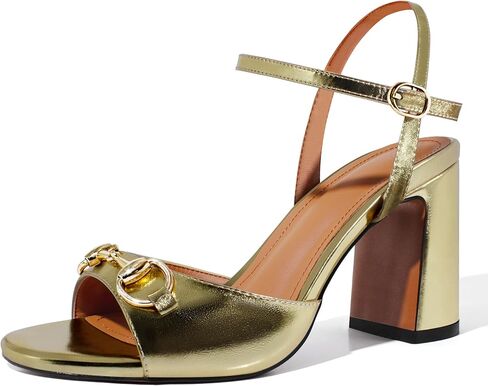 iadore Women Fashion High Block Heel Shoes Strappy with Buckle Fashion Studded Round Open Toe Summer Dress Sandals Size 5-12 US in Saudi Arabia