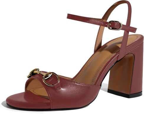 iadore Women Fashion High Block Heel Shoes Strappy with Buckle Fashion Studded Round Open Toe Summer Dress Sandals Size 5-12 US in Saudi Arabia