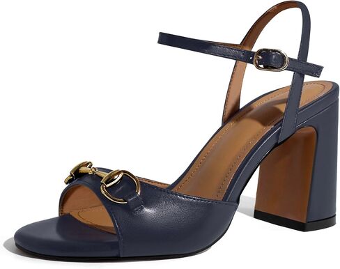 iadore Women Fashion High Block Heel Shoes Strappy with Buckle Fashion Studded Round Open Toe Summer Dress Sandals Size 5-12 US in Saudi Arabia