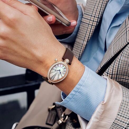 R0233 Vintage Luxury Watch for Women—Oval Ladies Watch,Irregular Roman Numerals,Rose Gold Case,Coffee/Black Leather Strap,Water-Resistant, Women's Fashionable Dress Watches in Saudi Arabia
