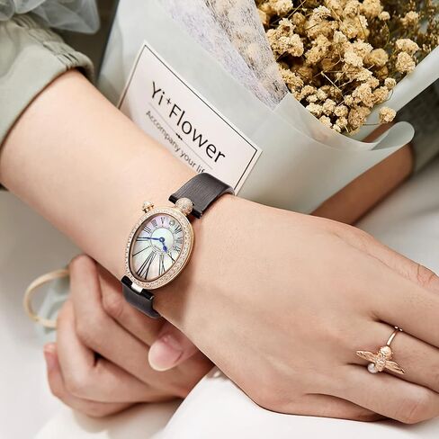 R0233 Vintage Luxury Watch for Women—Oval Ladies Watch,Irregular Roman Numerals,Rose Gold Case,Coffee/Black Leather Strap,Water-Resistant, Women's Fashionable Dress Watches in Saudi Arabia