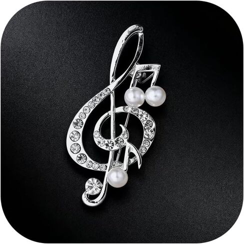 Pearl Brooch Pin for Women Vintage Rhinestone Music Note Brooch Elegant Decorative Jewelry Accessory for Coat Scarf in Saudi Arabia