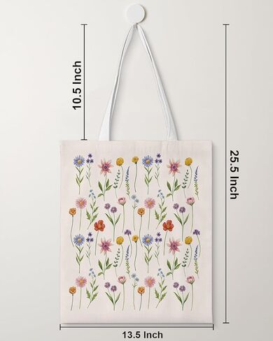 Flower Canvas Tote Bag for Women - Reusable Grocery Bag for Travel, Shopping, Work - Birthday Christmas Gifts for Mom Grandma Aunt Daughter Women Friends in Saudi Arabia