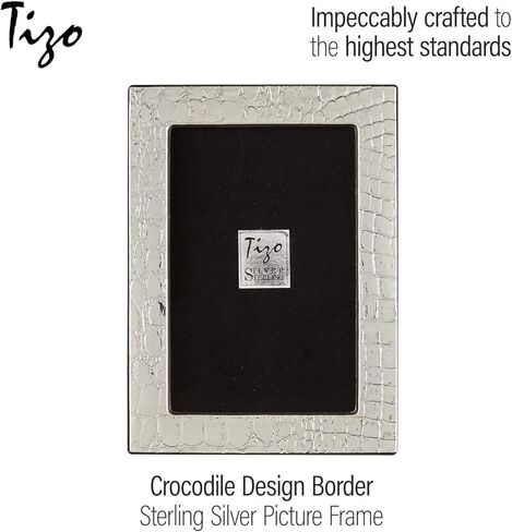 TIZO 8x10 Crocodile Silver Deco Picture Frame, Boutique Quality Photo Frame, TIZO Collection (925 Sterling Silver) in Saudi Arabia