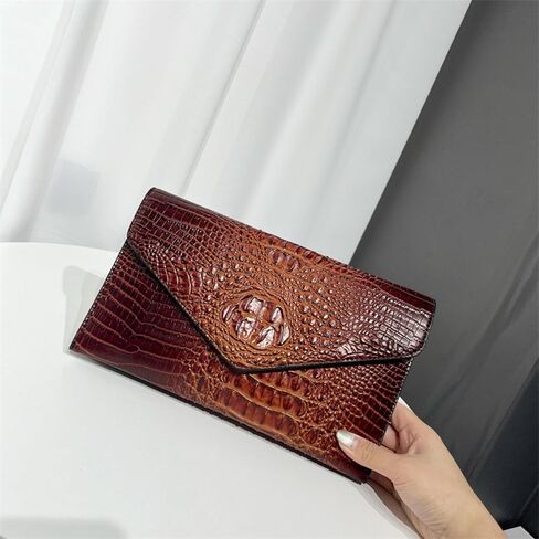 IAMUHI Women Vegan Leather Crocodile Evening Clutch Handbag Envelope Alligator Crossbody Bag Shoulder Purse Wallet in Saudi Arabia