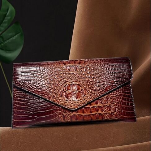 IAMUHI Women Vegan Leather Crocodile Evening Clutch Handbag Envelope Alligator Crossbody Bag Shoulder Purse Wallet in Saudi Arabia