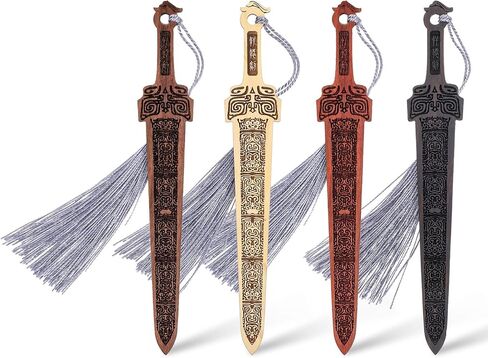 3 PCS Sword Sword Labmark ، مرجعية باردة مع شرابة ، علامات كتب عتيقة لقراءة الرجال ، إكسسوارات القراءة للكتاب ، هدية للرجال المعلم ومكتبة مكتب طالب المكتبة (Black Brown) in Kuwait