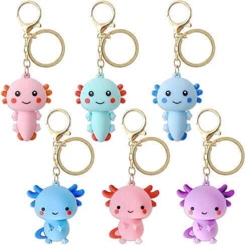 6 قطعة سلسلة مفاتيح Axolotl لطيف Kawaii PVC سلاسل المفاتيح للنساء، سلسلة مفاتيح Axolotl لحقائب الظهر in Saudi Arabia