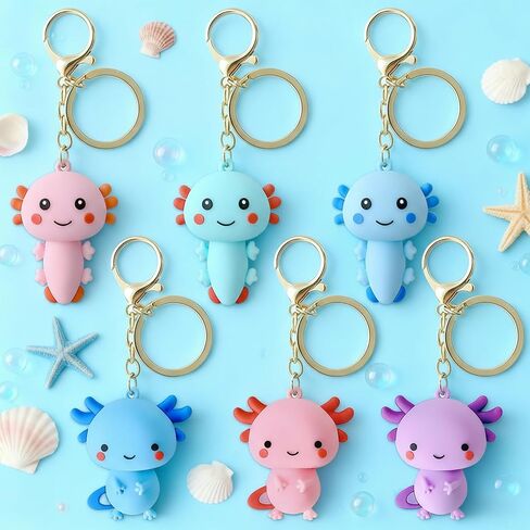 6 قطعة سلسلة مفاتيح Axolotl لطيف Kawaii PVC سلاسل المفاتيح للنساء، سلسلة مفاتيح Axolotl لحقائب الظهر in Saudi Arabia