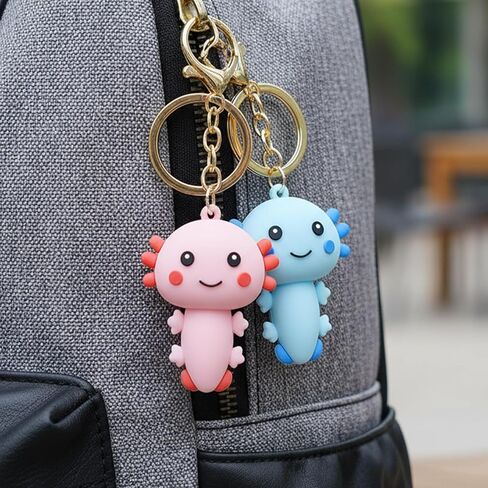 6 قطعة سلسلة مفاتيح Axolotl لطيف Kawaii PVC سلاسل المفاتيح للنساء، سلسلة مفاتيح Axolotl لحقائب الظهر in Saudi Arabia