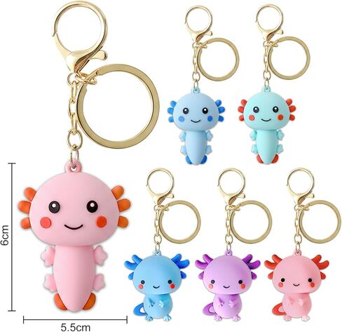 6 قطعة سلسلة مفاتيح Axolotl لطيف Kawaii PVC سلاسل المفاتيح للنساء، سلسلة مفاتيح Axolotl لحقائب الظهر in Saudi Arabia