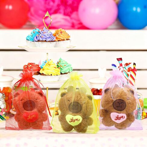 مجموعة Jenaai 24 من هدايا عيد الحب Capybara تتضمن سلاسل مفاتيح صغيرة من القطيفة على شكل قلب Capybara حيوانات محشوة مع بطاقات وحقائب عيد الحب وهدايا عيد الحب وهدايا حفلات أعياد الميلاد in Kuwait