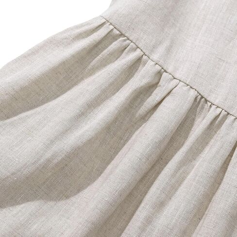 Amazhiyu Women's 100% Linen Sleeveless Button Front Pleated Summer Midi Dress in Saudi Arabia