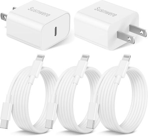 iPhone 14 13 12 Charger Fast Charging, 2 Pack 20W Fast PD USB C Wall Charger Adapter with 3Pack 6Ft USB C to Lightning Cable (MFi Certified) for 14/14 Plus/14 Pro/14 Pro Max/13/ Yellow in Kuwait