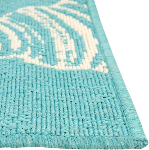 Rugs.com سجادة المجموعة الساحلية الخارجية - سجادة مسطحة منسوجة باللون الأزرق المخضر مقاس 2 × 6 بوصة مثالية للممرات والمداخل in Saudi Arabia