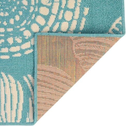 Rugs.com سجادة المجموعة الساحلية الخارجية - سجادة مسطحة منسوجة باللون الأزرق المخضر مقاس 2 × 6 بوصة مثالية للممرات والمداخل in Saudi Arabia