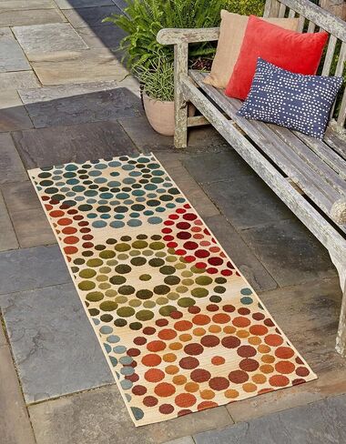 Rugs.com Outdoor Modern Collection Rug – 2' x 6' Runner Beige Flatweave Rug Perfect for Hallways, Entryways in Saudi Arabia
