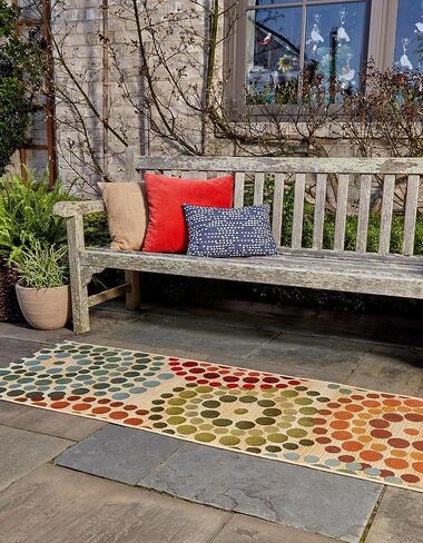 Rugs.com Outdoor Modern Collection Rug – 2' x 6' Runner Beige Flatweave Rug Perfect for Hallways, Entryways in Saudi Arabia
