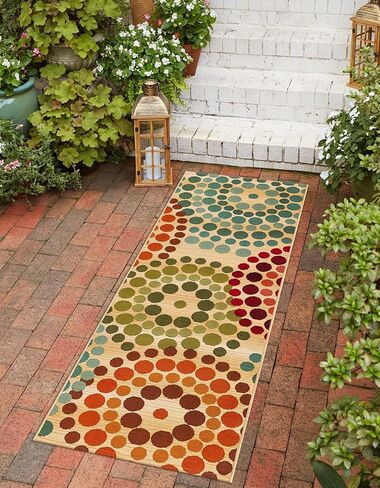 Rugs.com Outdoor Modern Collection Rug – 2' x 6' Runner Beige Flatweave Rug Perfect for Hallways, Entryways in Saudi Arabia