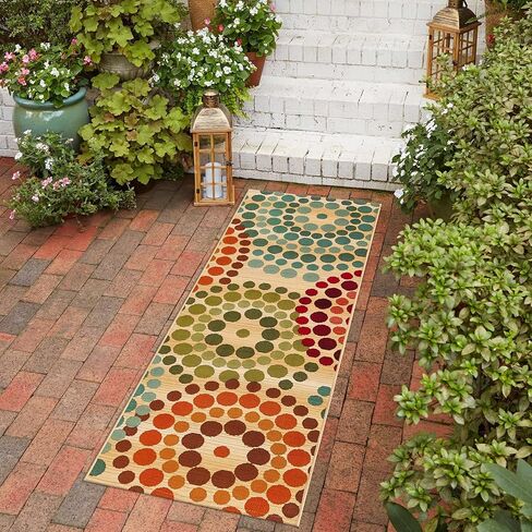 Rugs.com Outdoor Modern Collection Rug – 2' x 6' Runner Beige Flatweave Rug Perfect for Hallways, Entryways in Saudi Arabia