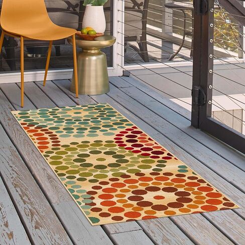 Rugs.com Outdoor Modern Collection Rug – 2' x 6' Runner Beige Flatweave Rug Perfect for Hallways, Entryways in Saudi Arabia