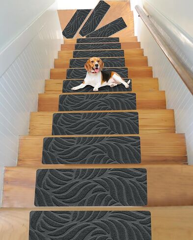 Non-Slip Stair Treads Mat Carpet for Wooden Steps(7/15 Pack), 21.6 x 7.4IN Self-Adhesive, Safety Indoor Stair Runner Mats, Anti Slip Stair Treads for Kids Elders and Dogs Pets in Saudi Arabia