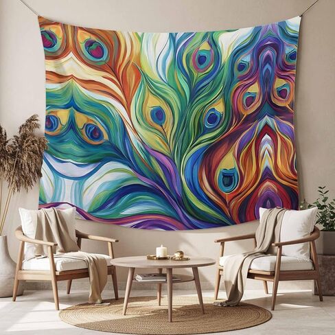 Tapestry Wall Hanging Abstract Peacock Art Colorful Room Decor Tapestries for Bedroom Living Room College Dorm Aesthetic Large 59x79 Inch in Saudi Arabia
