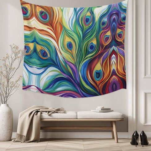 Tapestry Wall Hanging Abstract Peacock Art Colorful Room Decor Tapestries for Bedroom Living Room College Dorm Aesthetic Large 59x79 Inch in Saudi Arabia