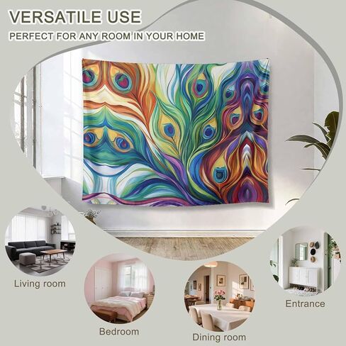 Tapestry Wall Hanging Abstract Peacock Art Colorful Room Decor Tapestries for Bedroom Living Room College Dorm Aesthetic Large 59x79 Inch in Saudi Arabia