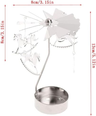 Silver Candlesticks Rotating Romantic Rotation Spinning Carrousel Tea Light Candle Holder Dinner Wedding Bar Party F in Saudi Arabia