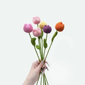 Sufeasdf Tcomenun 6 قطع باقات زهور كروشيه مصنوعة يدويًا، زهور محبوكة نابضة بالحياة، تشكيلة زهور صغيرة لديكور المنزل، لأعياد الميلاد والعطلات (توليب) in Kuwait