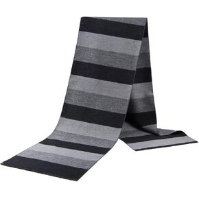 وشاح شتوي رجالي دافئ طويل من الكشمير، وشاح مخطط باللونين الأسود والرمادي للرجال أوشحة كلاسيكية ناعمة in Kuwait