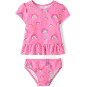 The Children's Place,Baby Girls,and Toddler Short Sleeve Rashguard Swimset,Cosmos,18 Months,24 Months in Kuwait