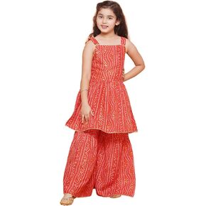 AJ DEZINES بدلة Anarkali Salwar للفتيات مع عمل دانتيل | بدلة شارارا العرقية للأطفال الهندية الجاهزة || فستان ملابس الحفلات in Kuwait