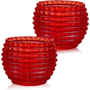 عبوتان من حاملات الشموع النذرية المصنوعة من الزجاج الأحمر لديكور المنزل وحامل ضوء الشاي الفقاعي الدائري لطاولة عيد الحب وحفلات الزفاف in Kuwait