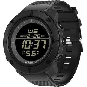 ساعات NORTH EDGE للرجال ساعات عسكرية للرجال من ألياف الكربون مقاومة للماء بطول 164 قدم، بوصلة عداد الخطى، رياضية تكتيكية، الحد الأدنى من المسرع EL الخلفية نايلون (أخضر) in Kuwait