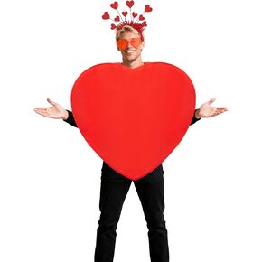 Valentine’s Day Costume Adult Red Heart Costume Accessories Cupid Cosplay Headband Sunglasses for Women Men Heart Shaped Clothing Outfit for Valentines Anniversary Wedding Party Supplies in Kuwait