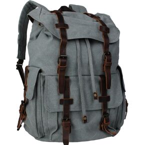 Retro Canvas with Cowhide 30L Large Capacity Backpack Suitable for Men'and Women Multifunctional Rucksack for Hiking/Traveling/Travel (8269 Teal) in Saudi Arabia
