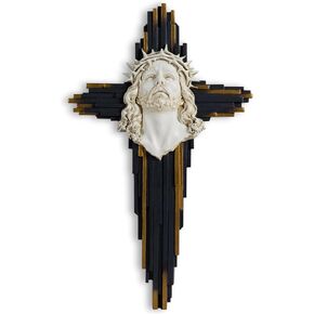 ShineOnAngel Jesus Wall Cross Sculpture، 10 بوصة من الراتنج الإغاثة مشع المنقذ الجدار الصليب الديكور، اللون الفضي يدويا للمنزل المسيحي، الكنيسة، أو غرفة الصلاة الديكور (الفضة) in Kuwait