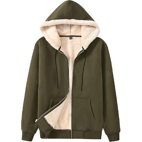 Men's Sherpa Fleece Lined Hoodie Zip Up Heavyweight Sweatshirt Jacket Warm Hooded in Saudi Arabia