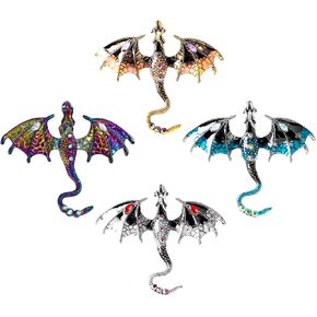 4PCS Dragon Brooch Pin for Jacket Backpack Hat, Vintage Cartoon Fantasy Lapel Pin for Women Men Gift in Kuwait