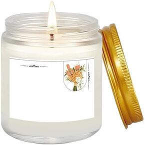 Generic شمعة معطرة بشمع الصويا، حاوية زجاجية بغطاء ذهبي، 7.5 أونصة، عطر اللافندر والفانيليا، هدية زفاف، للاستخدام الداخلي، شكل أسطواني، 2.7 × 3.2 بوصة (ملصق أبيض، فانيليا) in Kuwait
