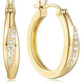 أقراط ذهبية عيار 14 قيراط للنساء أقراط دائرية ذهبية للنساء أقراط دائرية للسيدات أقراط خفيفة الوزن مكعبة الزركونيوم للنساء in Kuwait