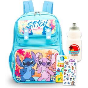 Disney Stitch and Angel Backpack Set - Bundle with 15" School Bag Plus Water Bottle, Stickers, More | Lilo and Stitch Backpack for Girls, Kids in Kuwait