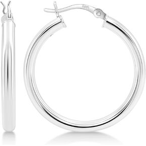 KEZEF 925 Sterling Silver Chunky Hoop Earrings - 3mm Tube Hoops for Women - 45mm Sterling Silver in Kuwait