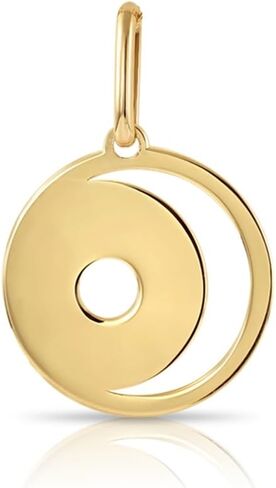 TILO JEWELRY 14K Solid Yellow Gold Diamond-Cut Sun and Cresent Moon Pendant Charm. in Saudi Arabia
