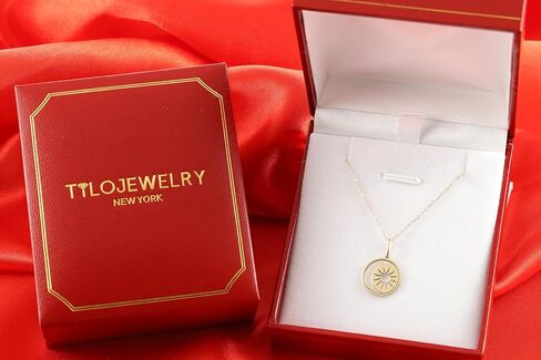 TILO JEWELRY 14K Solid Yellow Gold Diamond-Cut Sun and Cresent Moon Pendant Charm. in Saudi Arabia