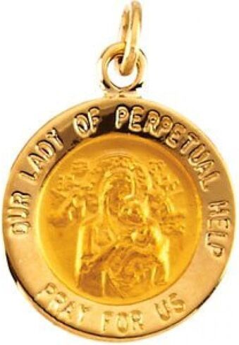 PicturesOnGold.com ميدالية سيدة المساعدة الدائمة الدينية - 1/2 بوصة (12.0 ملم) ذهب أصفر عيار 14 قيراط in Saudi Arabia