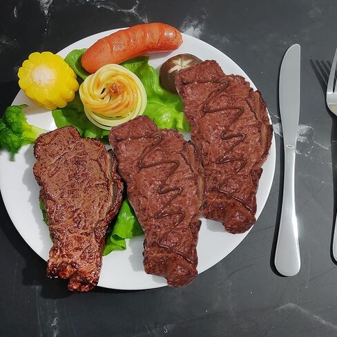 2PCS Lifelike Steak Funny Artificial Roast Beef Decorations Realistic Fake Cooked Meat Models for Home Party Tabletop Decorations and Sample Display in Saudi Arabia